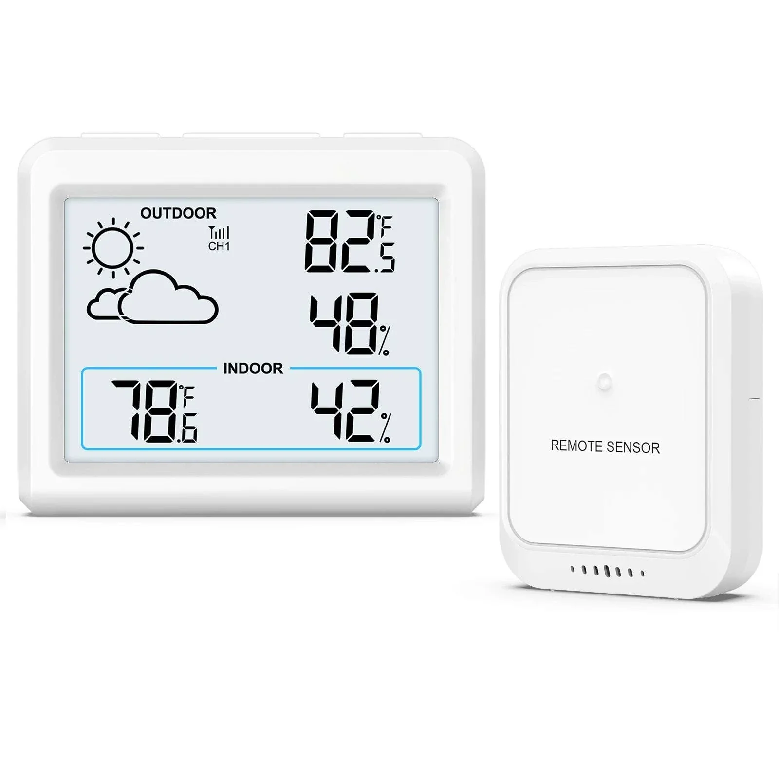 Wireless Indoor Outdoor Weather Station with Temperature & Humidity Monitor