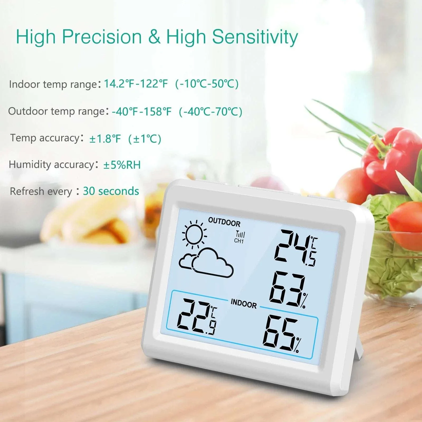 Wireless Indoor Outdoor Weather Station with Temperature & Humidity Monitor - Image 6