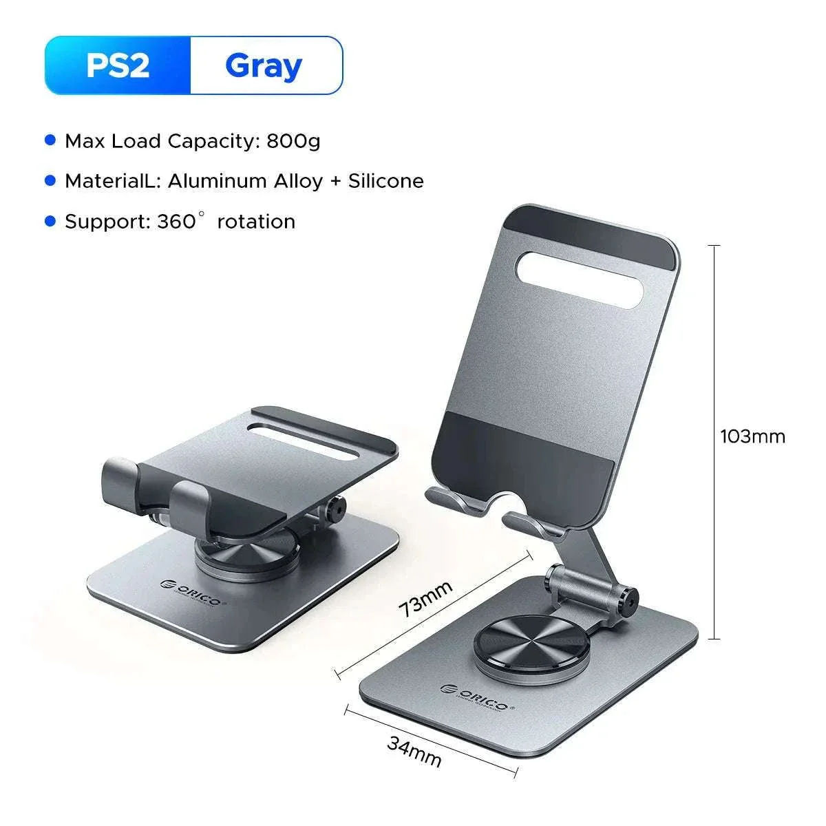 Adjustable Aluminum Phone Stand with 360° Rotation & Foldable Design - Image 20