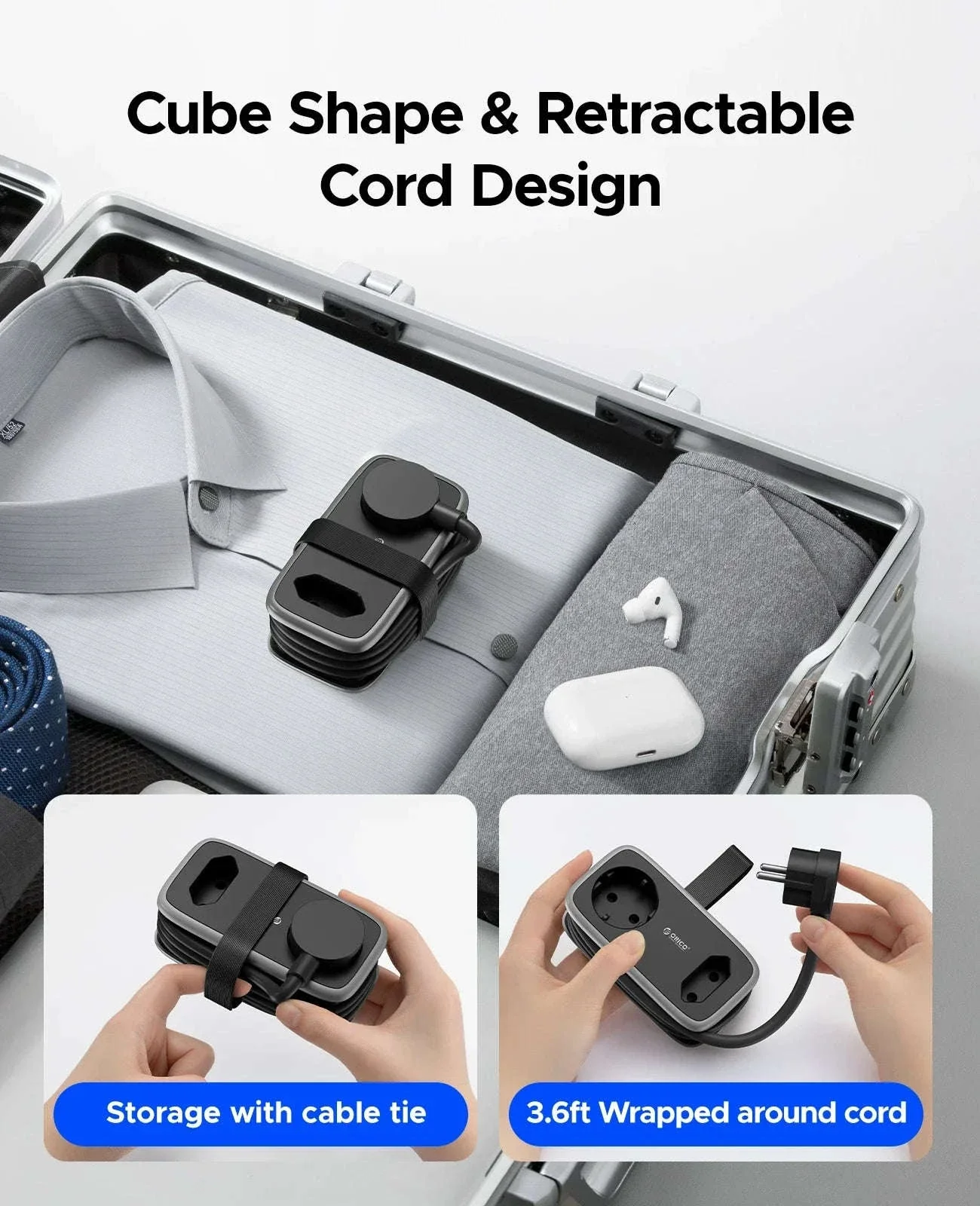 ORICO EU Plug Travel Power Strip with USB Charging - Image 6