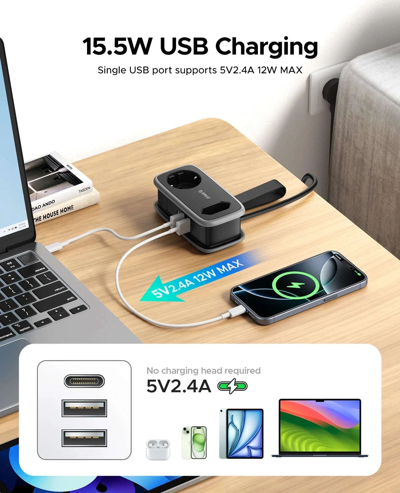 ORICO EU Plug Travel Power Strip with USB Charging - Image 8