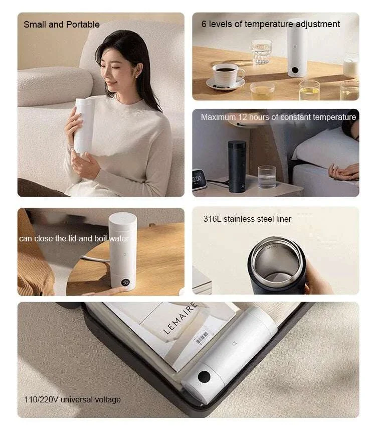 Portable Electric Kettle 350ml with Temperature Control & Thermos - Image 8