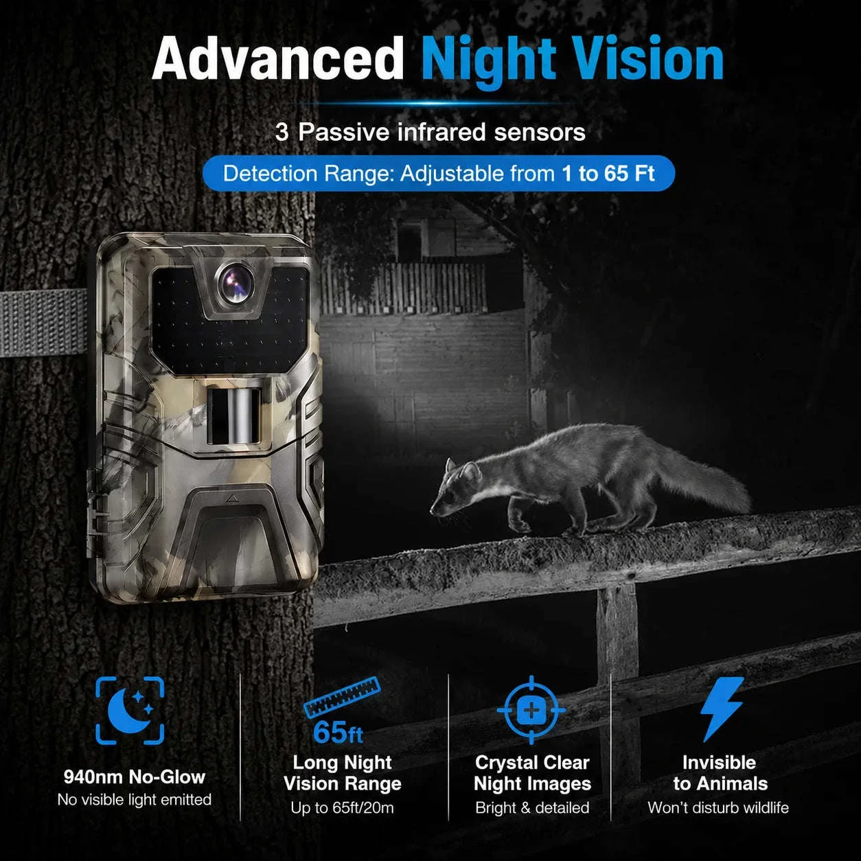 36MP 2K Trail Camera with 120° Detection and No Glow Night Vision - Image 3