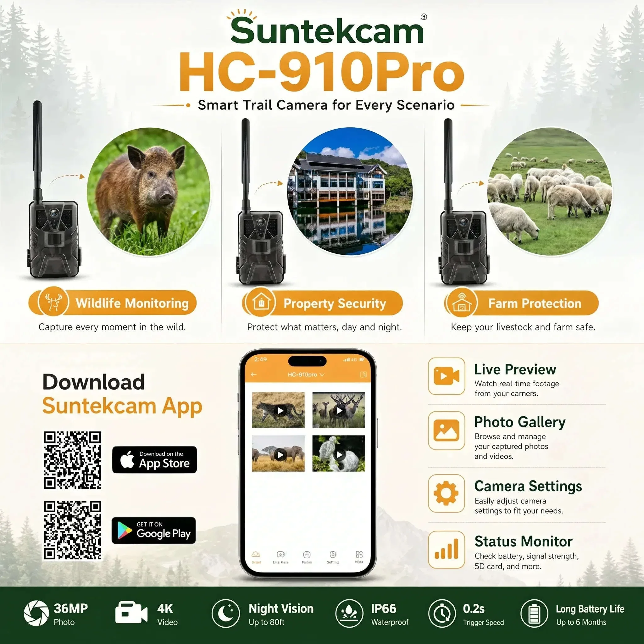 4G Trail Camera with APP Live Video, 4K Recording, 30MP Photos - Image 2