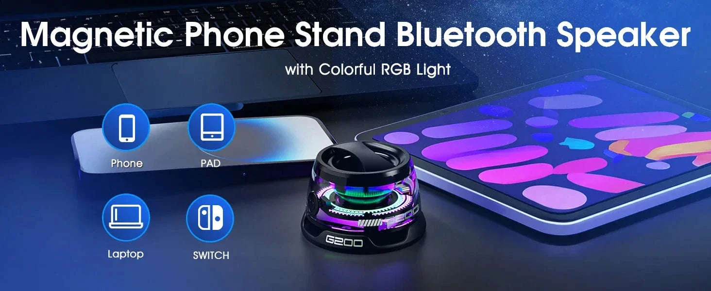 Outdoor Magnetic Bluetooth Speaker with RGB Light and Phone Holder - Image 7