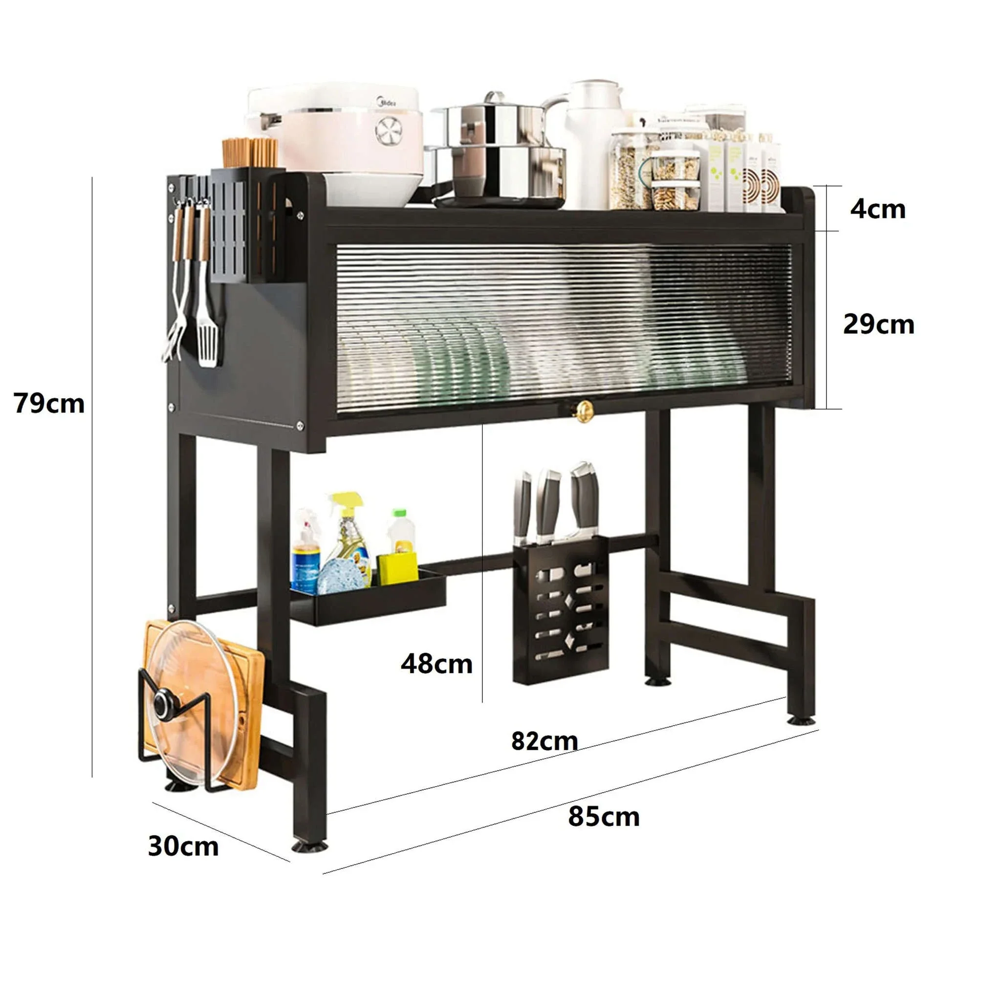 Over Sink Dish Drying Rack 2-Tier with Flip Cover Storage Shelf - Image 17