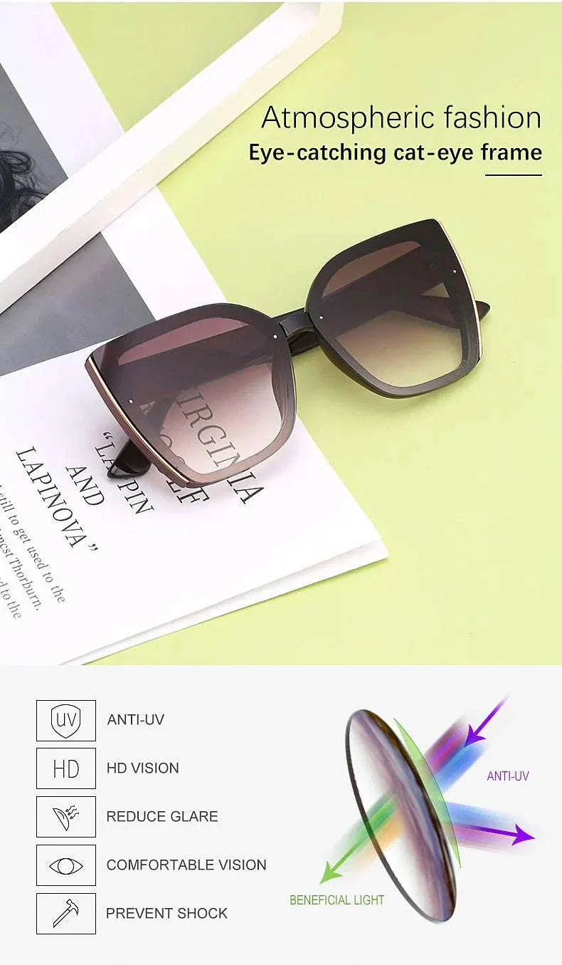 Oversized Cat Eye Sunglasses for Women with UV400 Protection - Image 10