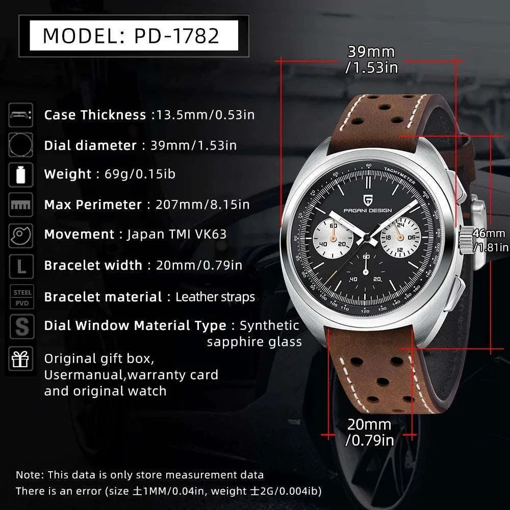 Pagani Design Panda Dial Chronograph Watch Sapphire Steel 10Bar - Image 7
