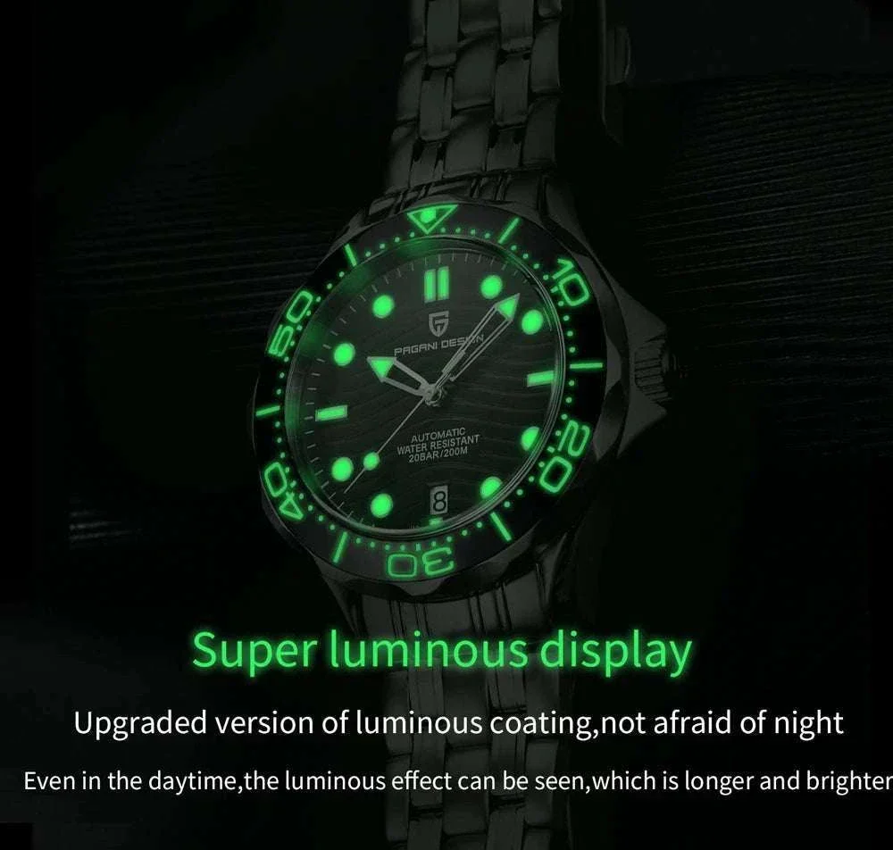 Blue Wave Dial Automatic Diver Watch with Sapphire Crystal - Image 11