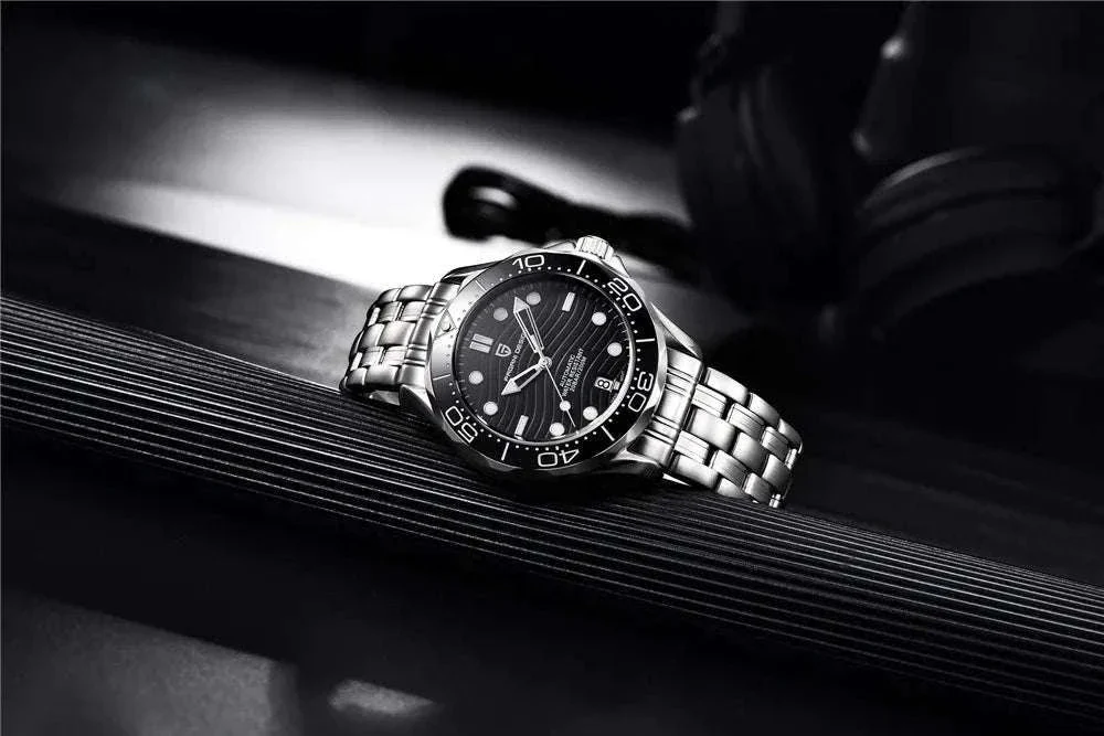 Blue Wave Dial Automatic Diver Watch with Sapphire Crystal - Image 20