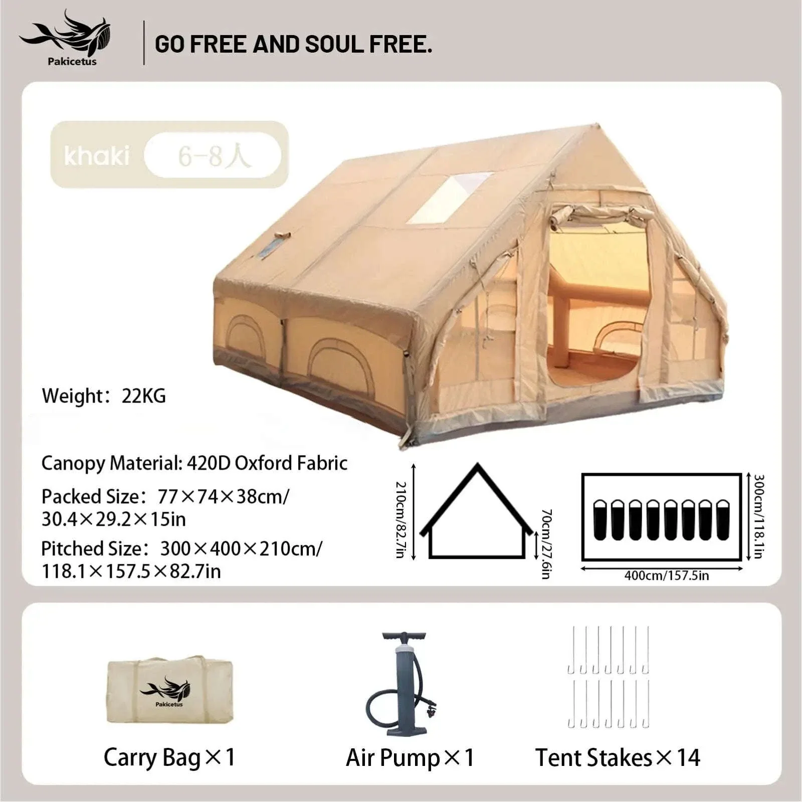 Inflatable Camping Tent for 4-8 Persons with Carry Bag - Image 20