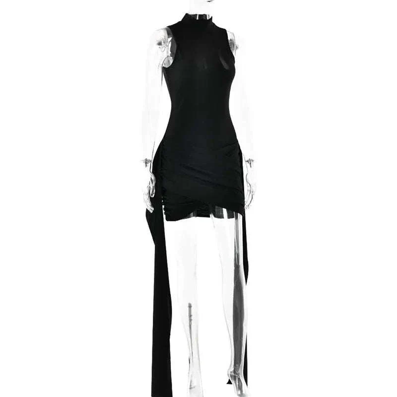 Turtleneck Sleeveless Mini Dress with Ruched Sides - Image 10