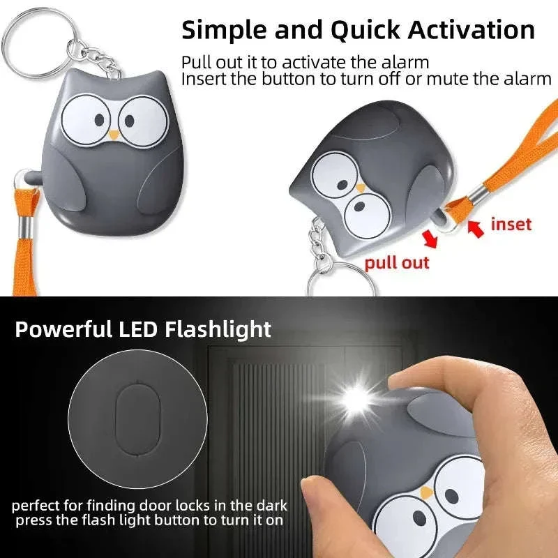 130dB Personal Safety Alarm Keychain with LED Light - Image 3