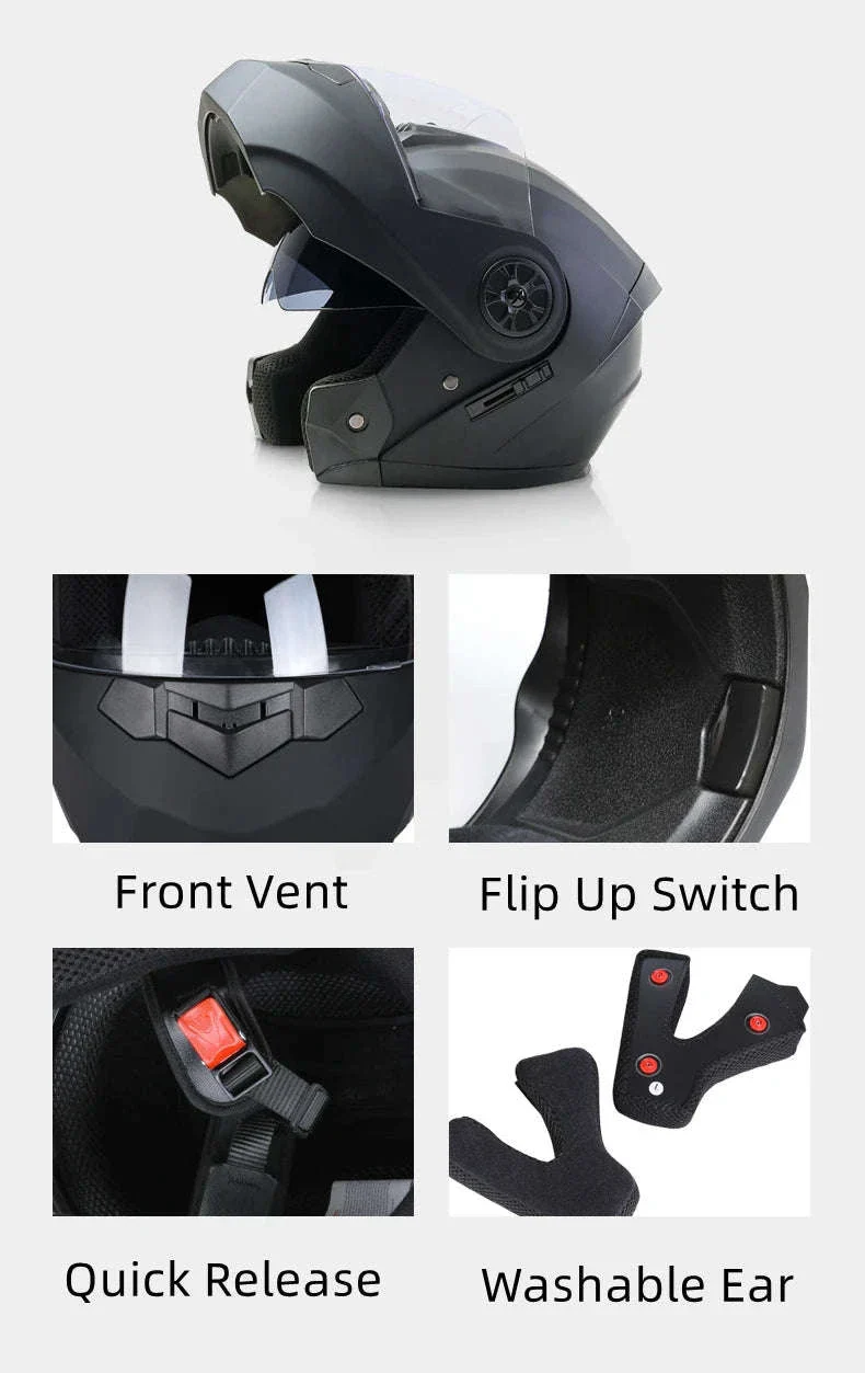 Dual Lens Motorcycle Helmet for Clear Vision and Protection - Image 17