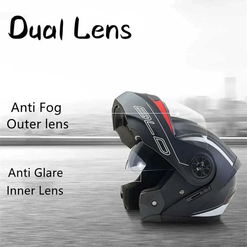 Dual Lens Motorcycle Helmet for Clear Vision and Protection - Image 3