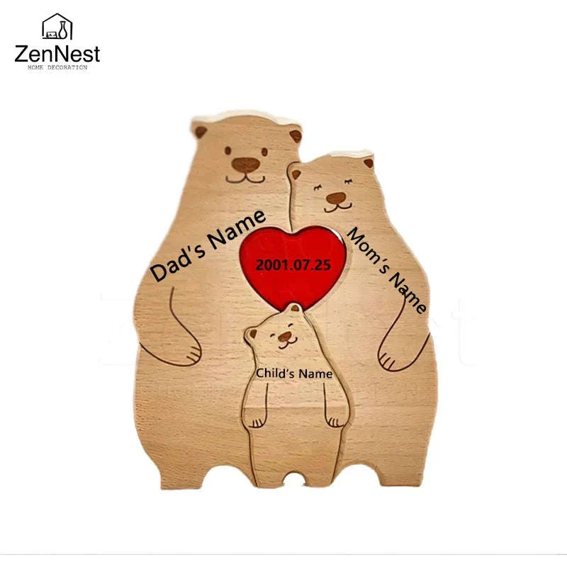 Personalized Wooden Bear Family Puzzle Custom Name Home Decor Gift - Image 11