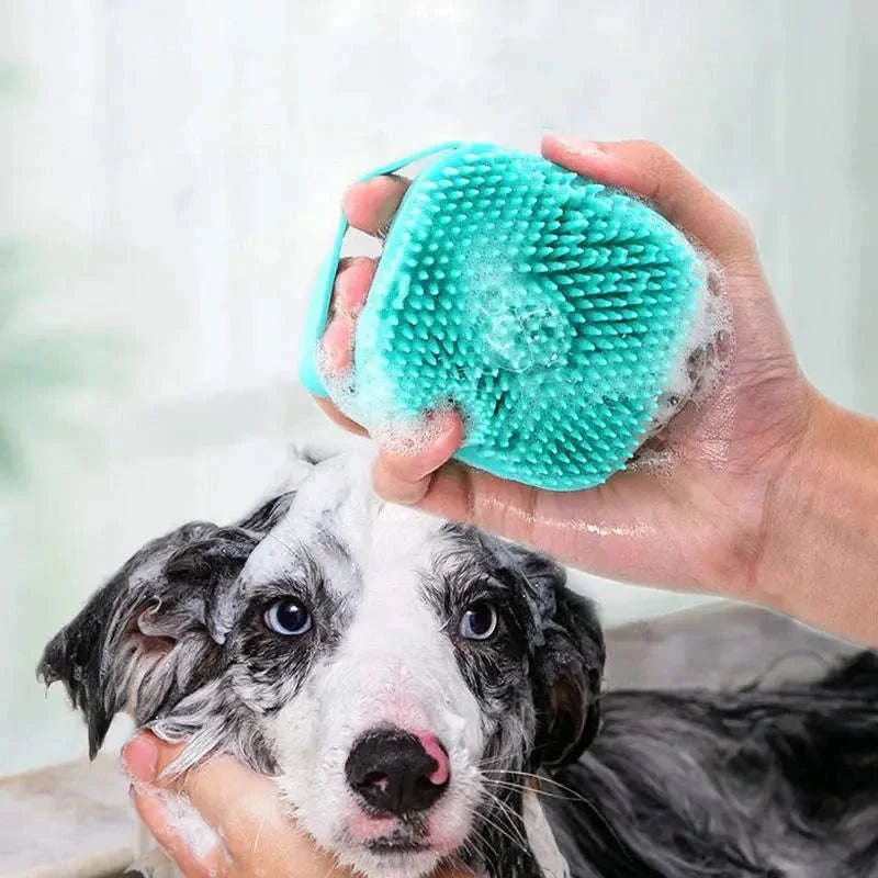 Pet Bathing Brush with Shampoo Dispenser and Soft Silicone Bristles - Image 2