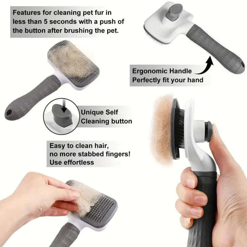 Pet Grooming Brush with One-Click Hair Removal for Dogs & Cats - Image 4