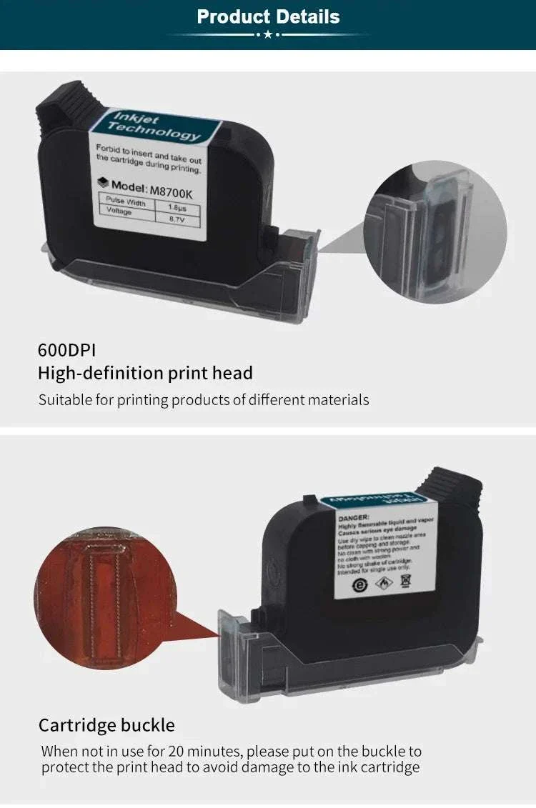 Phezer Quick-Dry Black Ink Cartridge 12.7mm for Handheld Inkjet Printers - Image 9