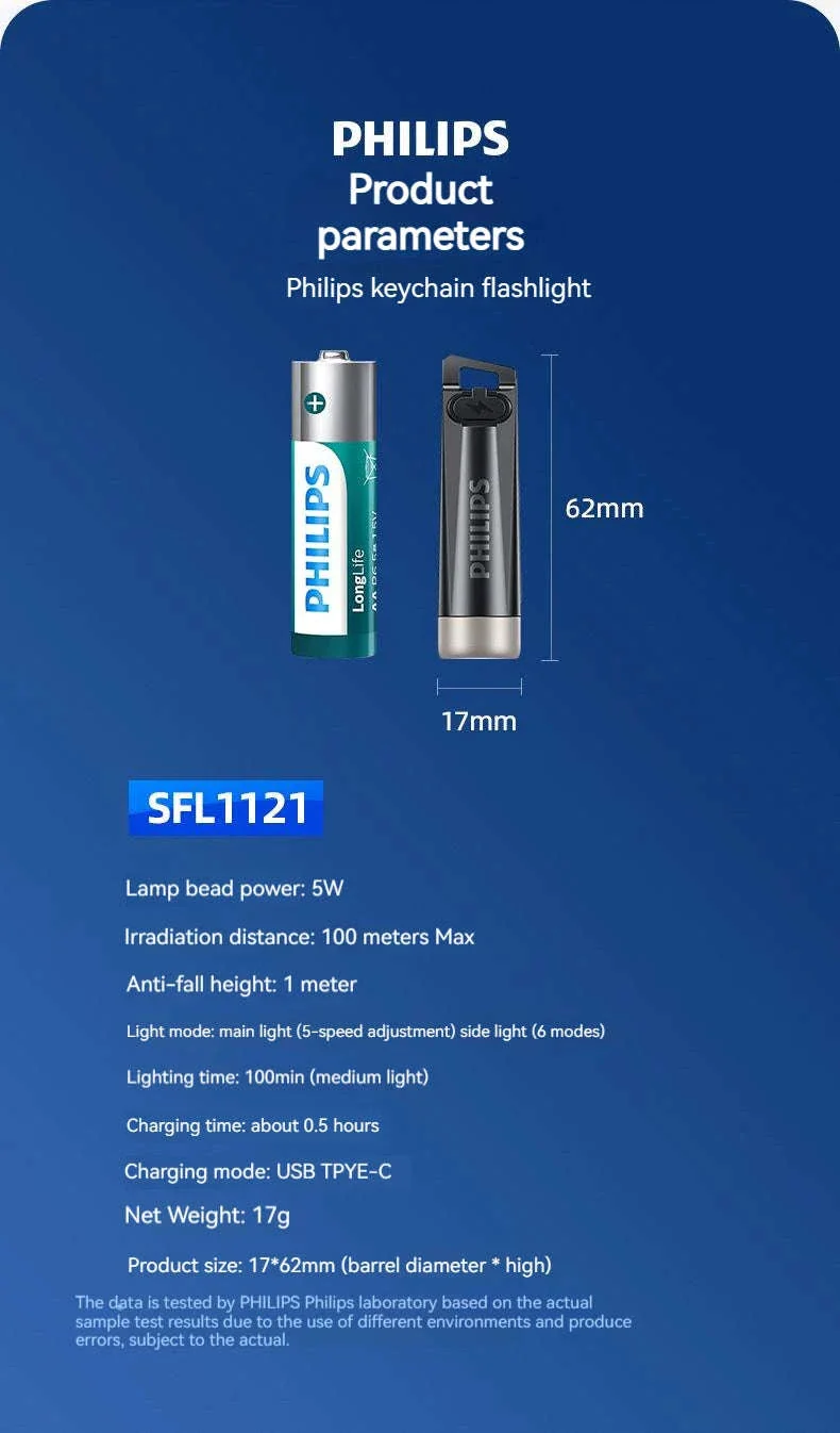 Philips SFL1121 Mini Rechargeable Keychain LED Flashlight - Image 16