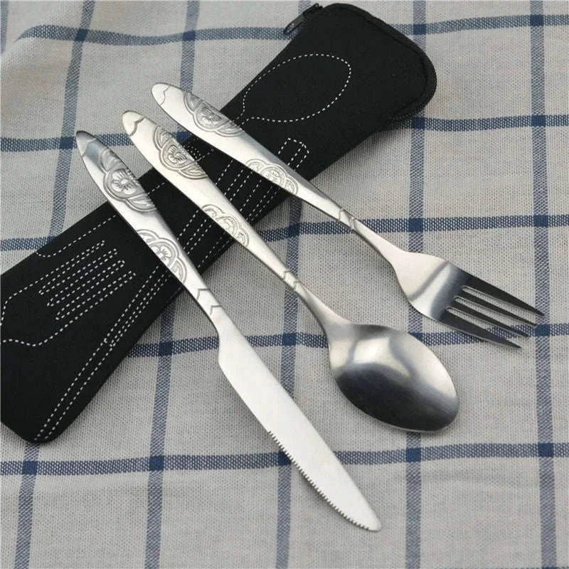 Stainless Steel Travel Cutlery Set with Neoprene Pouch - Image 13