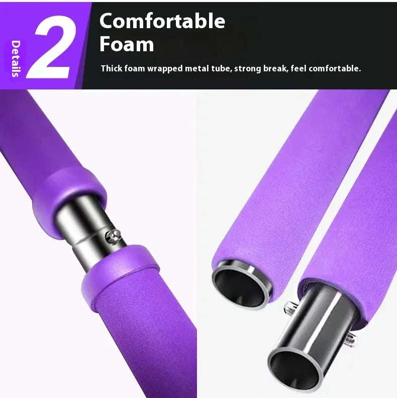 Pilates Stick with Resistance Bands for Full-Body Home Workout - Image 3