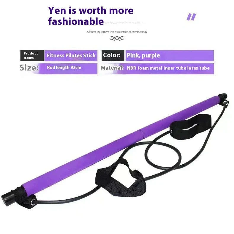 Pilates Stick with Resistance Bands for Full-Body Home Workout - Image 4