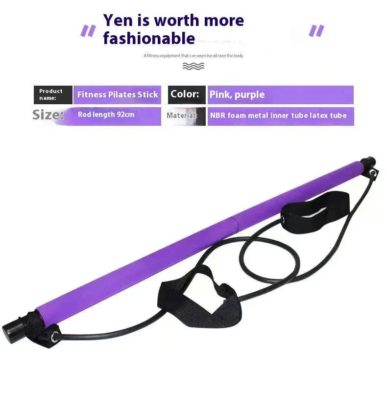 Pilates Stick with Resistance Bands for Full-Body Home Workout - Image 7