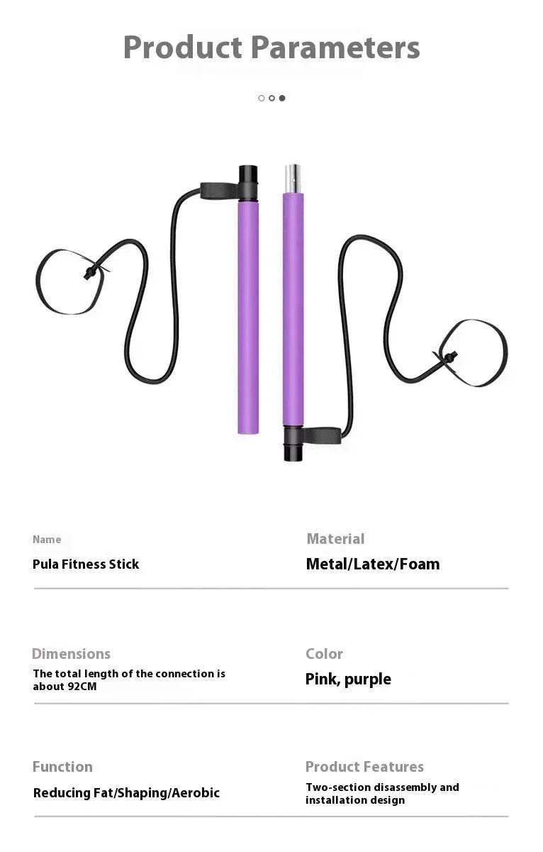 Pilates Stick with Resistance Bands for Full-Body Home Workout - Image 8