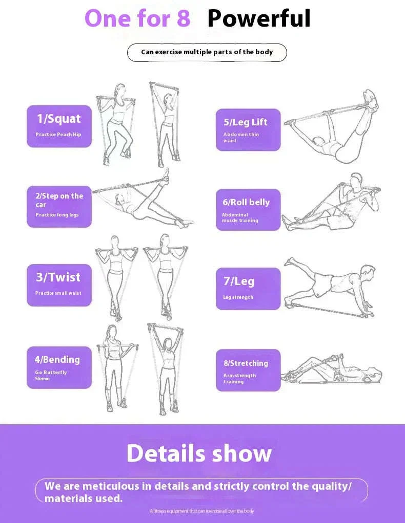 Pilates Stick with Resistance Bands for Full-Body Home Workout - Image 9