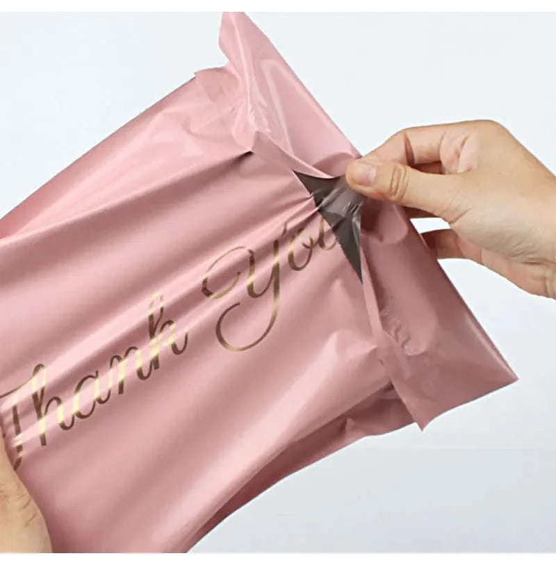 Pink Poly Mailing Pouch with Thank You Design for Shipping - Image 11