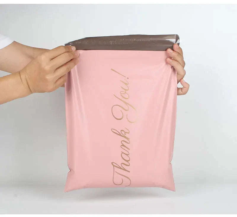 Pink Poly Mailing Pouch with Thank You Design for Shipping - Image 12