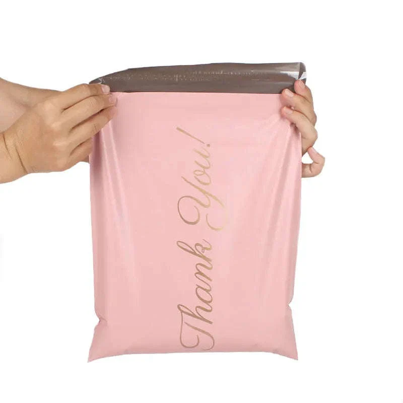 Pink Poly Mailing Pouch with Thank You Design for Shipping - Image 2