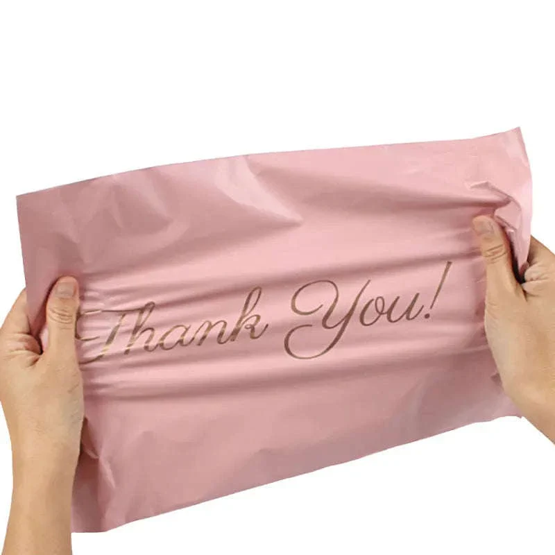 Pink Poly Mailing Pouch with Thank You Design for Shipping - Image 3