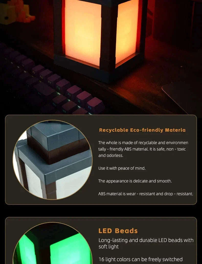 Pixel Style LED Night Light Lantern with 16 Colors and Remote Control - Image 10