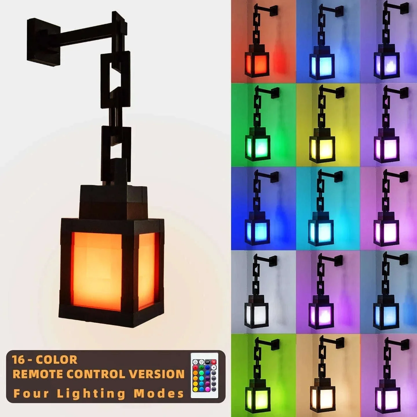 Pixel Style LED Night Light Lantern with 16 Colors and Remote Control - Image 17