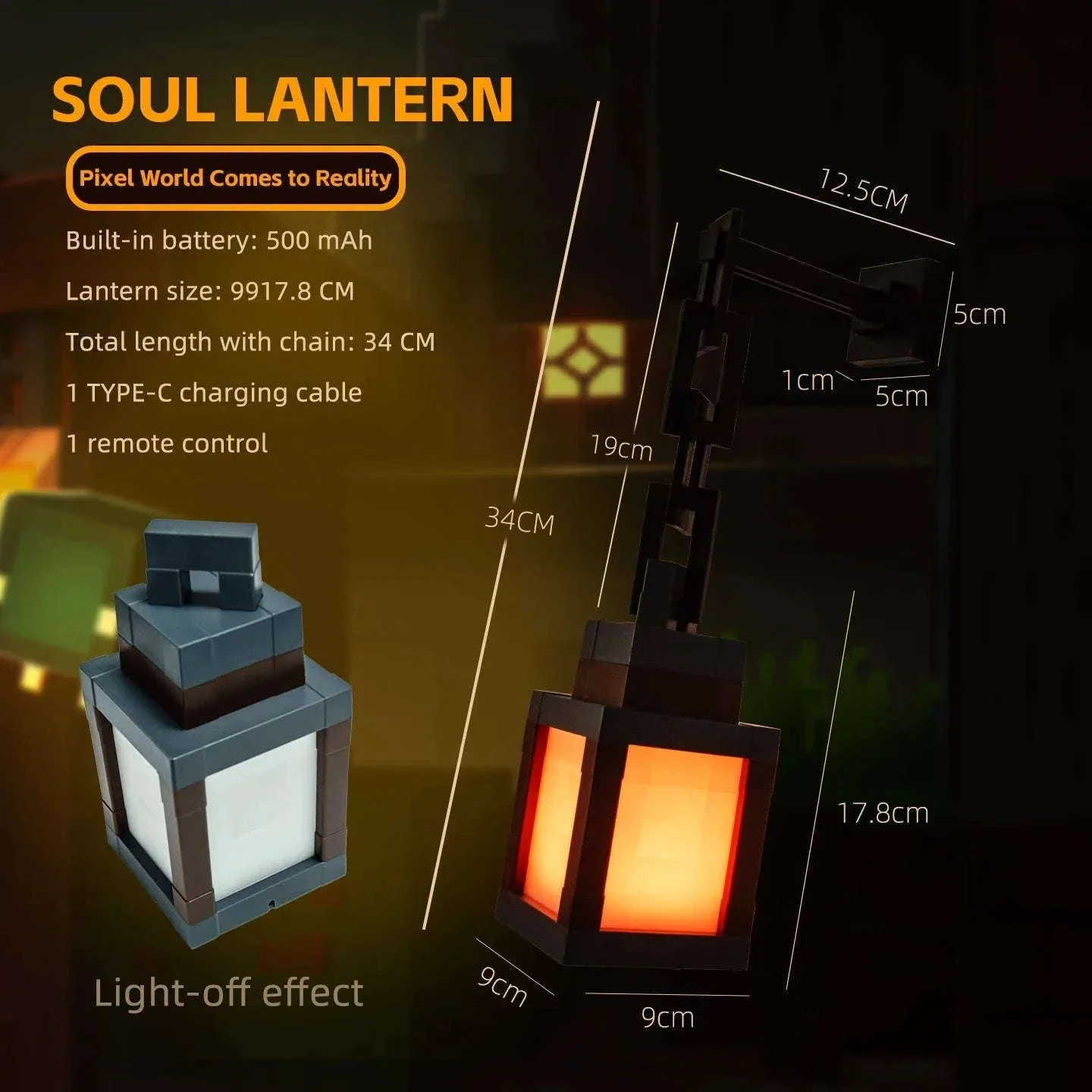 Pixel Style LED Night Light Lantern with 16 Colors and Remote Control - Image 5