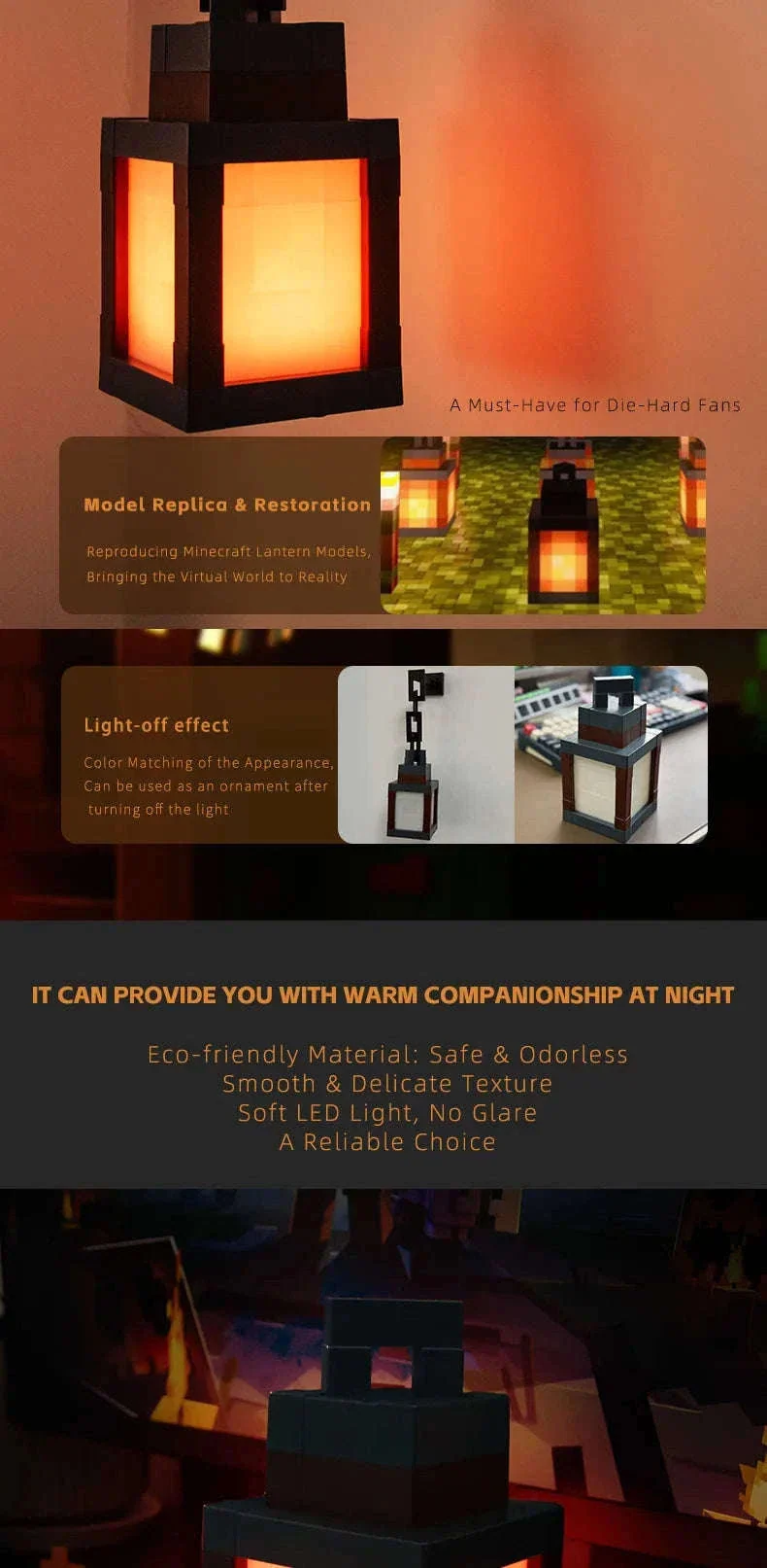 Pixel Style LED Night Light Lantern with 16 Colors and Remote Control - Image 9