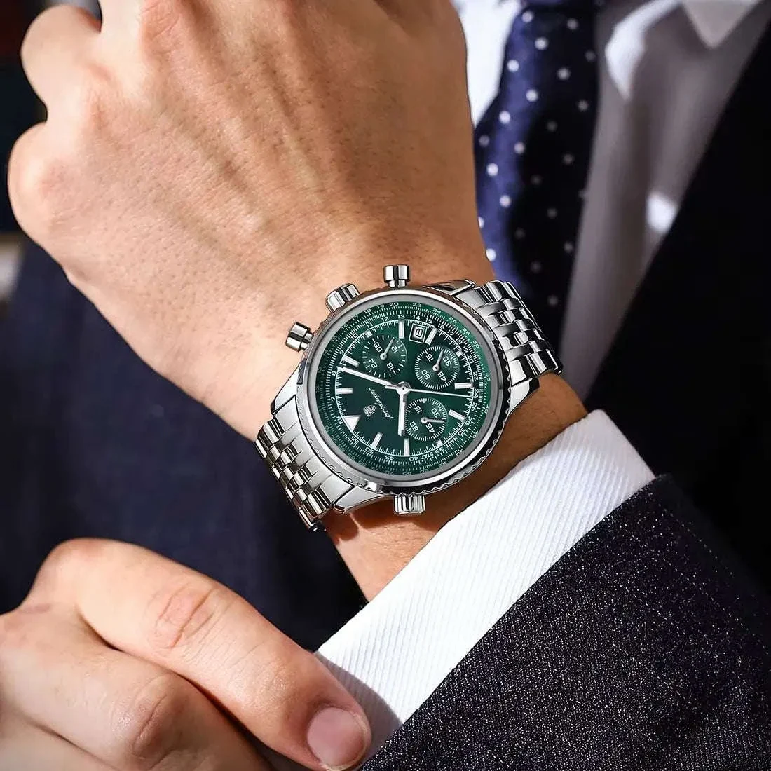 POEDAGAR Men’s Chronograph Watch with Luminous Dial - Image 5