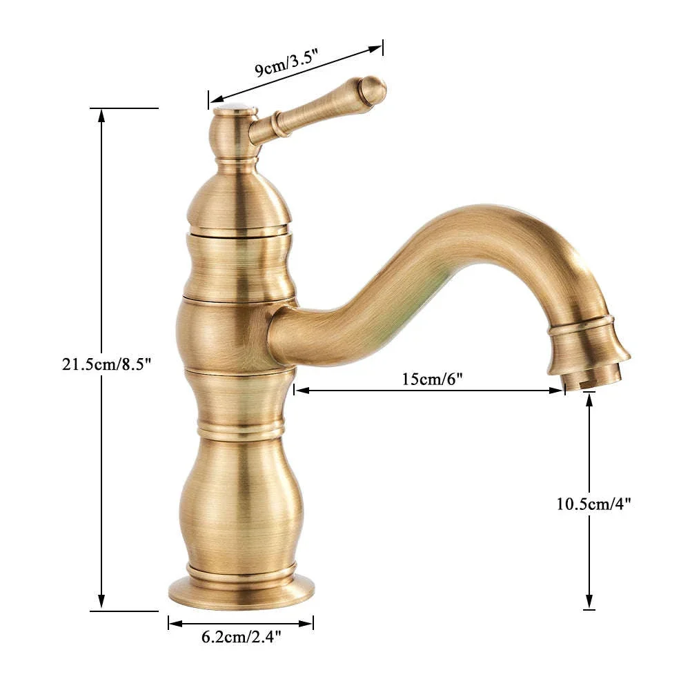 Antique Brass Basin Faucet Mixer Tap with Ceramic Valve - Image 37