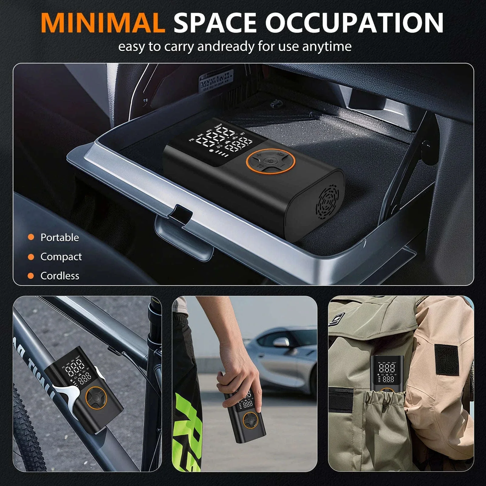 Portable 150PSI Tire Inflator Air Pump with Power Bank & LED Light - Image 5