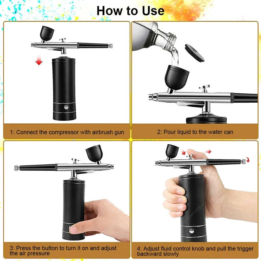 Portable Airbrush Kit for Nano Hydration and Smooth Control - Image 4