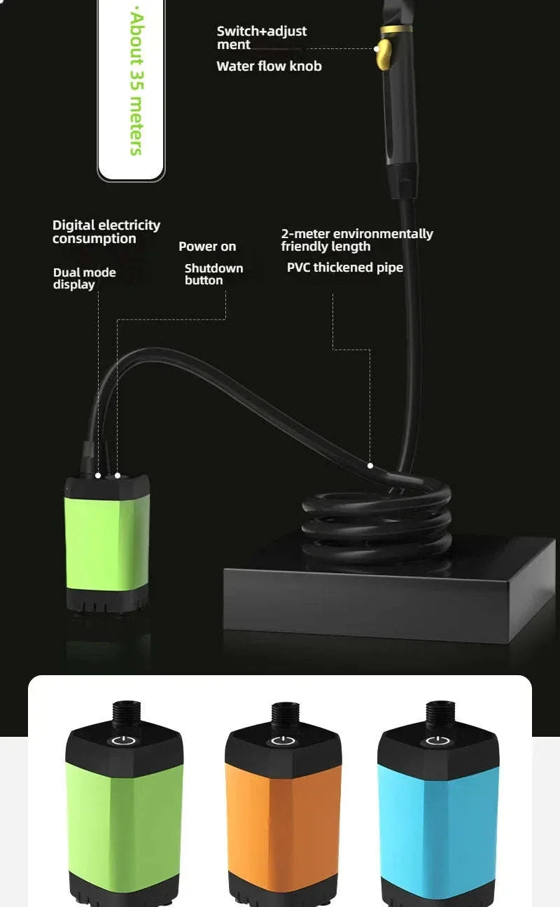 Portable Camping Shower 6000mAh Rechargeable Electric Pump with LED Display - Image 17