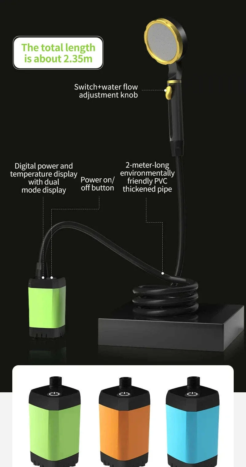 Portable Camping Shower Pump Kit with Digital Display and 6000mAh Battery - Image 15