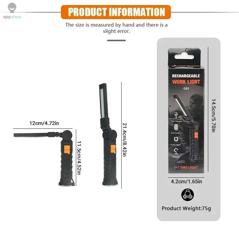 Portable COB LED Work Light with USB Rechargeable Magnetic Base - Image 16