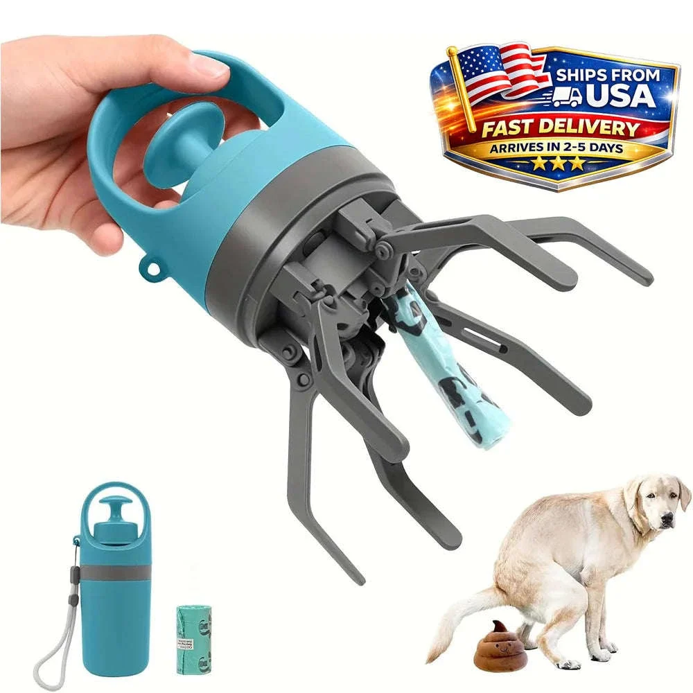 Portable Dog Pooper Scooper with One-Hand Claw & Bag Holder