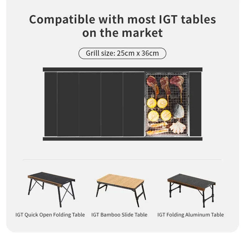 Portable Folding Charcoal Grill for IGT Table with Tongs - Image 10