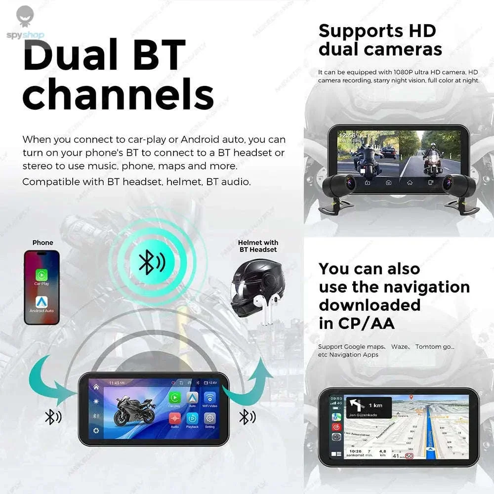 Waterproof Motorcycle GPS with 6.25" Display and DVR - Image 3