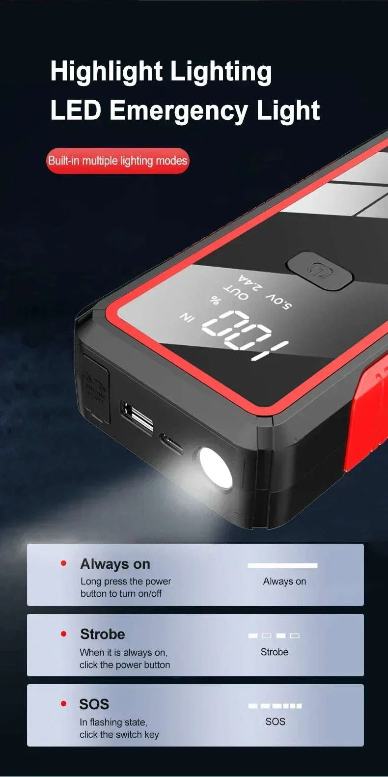 Portable Car Jump Starter Power Bank 600A / 1200A / 2000A - Image 14