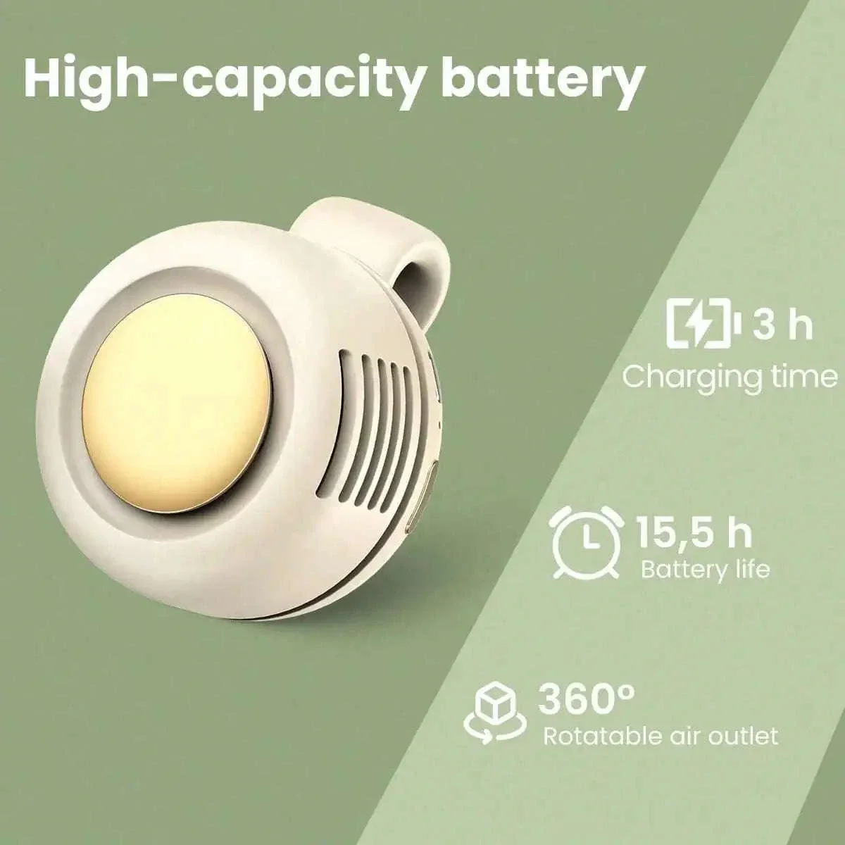 Clip-On Bladeless Fan with 3 Speeds for Hands-Free Cooling - Image 3